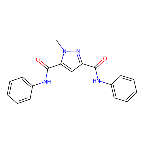1-methyl-N,N'-diphenyl-1H-pyrazole-3,5-dicarboxamide structure