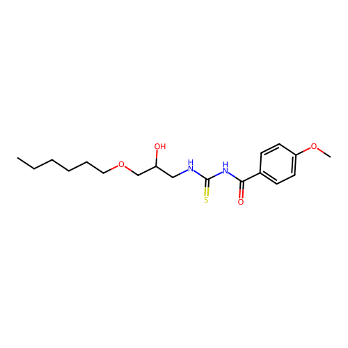 N-[(3-hexoxy-2-hydroxypropyl)carbamothioyl]-4-methoxybenzamide structure