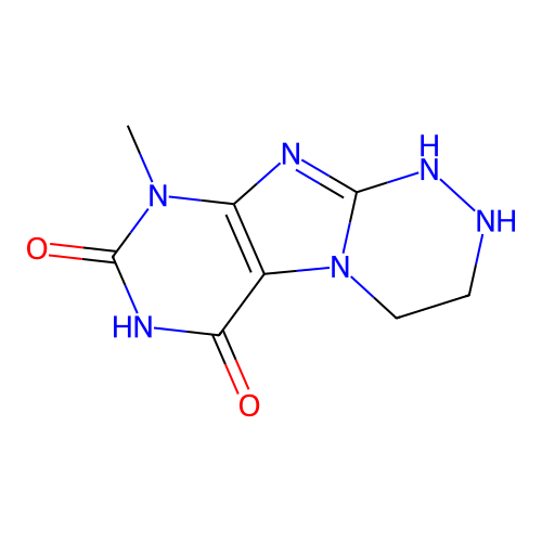 9-methyl-1,2,3,4-tetrahydro[1,2,4]triazino[3,4-f]purine-6,8(7H,9H)-dione structure