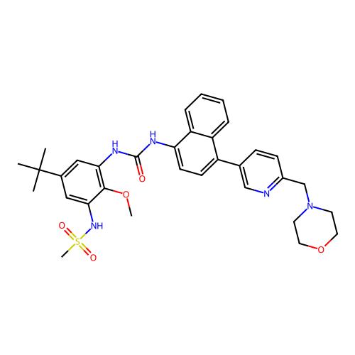 N-{5-tert-butyl-2-methoxy-3-[({4-[6-(morpholin-4-ylmethyl)pyridin-3-yl]naphthalen-1-yl}carbamoyl)amino]phenyl}methanesulfonamide structure