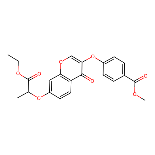 methyl 4-({7-[(1-ethoxy-1-oxopropan-2-yl)oxy]-4-oxo-4H-chromen-3-yl}oxy)benzoate structure