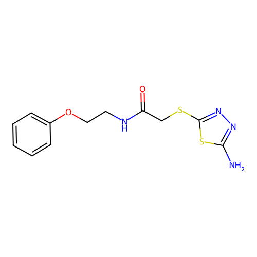 2-[(5-amino-1,3,4-thiadiazol-2-yl)sulfanyl]-N-(2-phenoxyethyl)acetamide structure