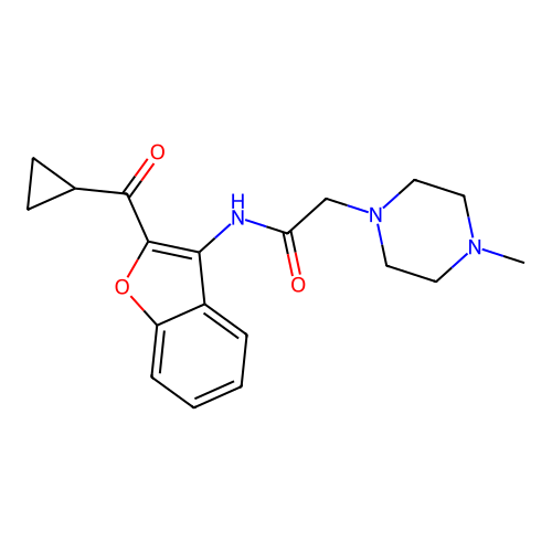 N-(2-Cyclopropanecarbonyl-benzofuran-3-yl)-2-(4-methyl-piperazin-1-yl)-acetamide structure