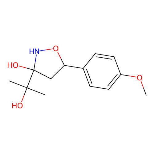 3-(1-Hydroxy-1-methyl-ethyl)-5-(4-methoxy-phenyl)-isoxazolidin-3-ol structure