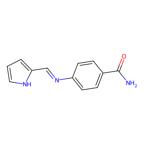 4-{[(E)-1H-pyrrol-2-ylmethylidene]amino}benzamide structure