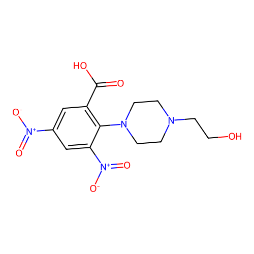 2-[4-(2-Hydroxyethyl)piperazin-1-yl]-3,5-dinitrobenzoic acid structure