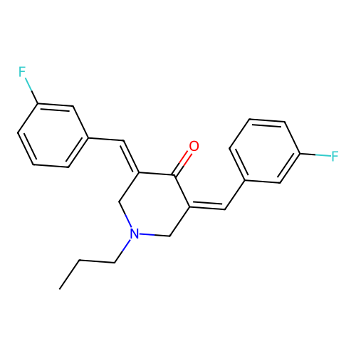 (3Z,5E)-3,5-bis[(3-fluorophenyl)methylidene]-1-propylpiperidin-4-one structure
