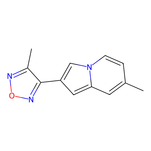 3-Methyl-4-(7-methyl-2-indolizinyl)-1,2,5-oxadiazole structure