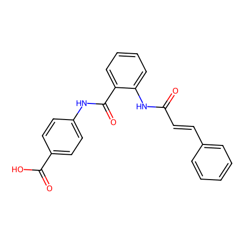 4-{[(2-{[(2E)-3-phenylprop-2-enoyl]amino}phenyl)carbonyl]amino}benzoic acid structure