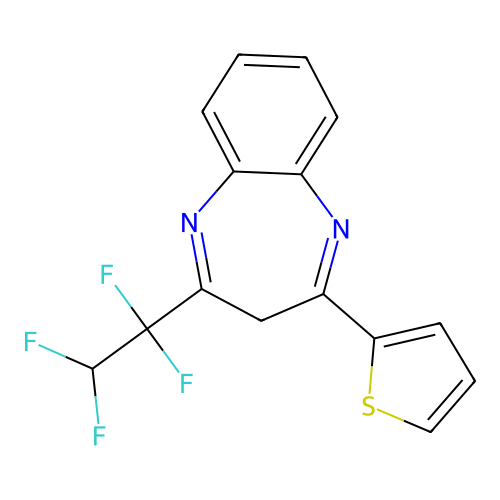 2-(1,1,2,2-tetrafluoroethyl)-4-(thiophen-2-yl)-3H-1,5-benzodiazepine structure
