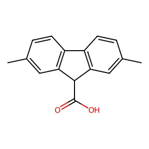 2,7-dimethyl-9H-fluorene-9-carboxylic acid structure