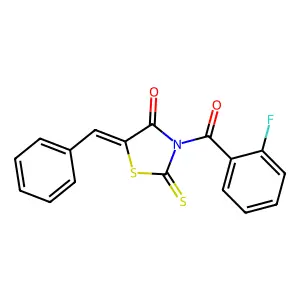5-Benzylidene-3-(2-fluorobenzoyl)-2-sulfanylidene-1,3-thiazolidin-4-one structure
