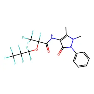 N-(1,5-dimethyl-3-oxo-2-phenylpyrazol-4-yl)-2,3,3,3-tetrafluoro-2-(1,1,2,2,3,3,3-heptafluoropropoxy)propanamide structure