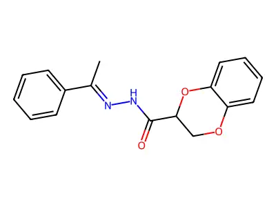 N'-[(1E)-1-phenylethylidene]-2,3-dihydro-1,4-benzodioxine-2-carbohydrazide structure