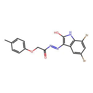(E)-N'-(5,7-dibromo-2-oxoindolin-3-ylidene)-2-(p-tolyloxy)acetohydrazide structure