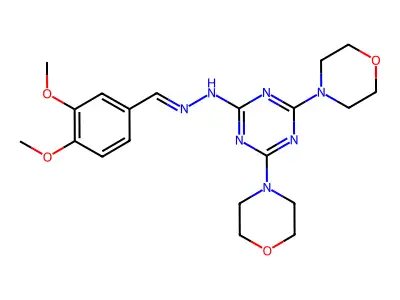 3,4-Dimethoxybenzaldehyde 2-(4,6-di-4-morpholinyl-1,3,5-triazin-2-yl)hydrazone structure