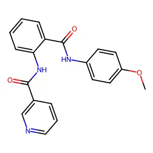 N-{2-[(4-methoxyanilino)carbonyl]phenyl}nicotinamide structure
