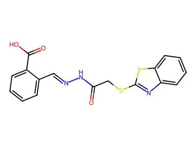 (Z)-2-((2-(2-(benzo[d]thiazol-2-ylthio)acetyl)hydrazono)methyl)benzoic acid structure