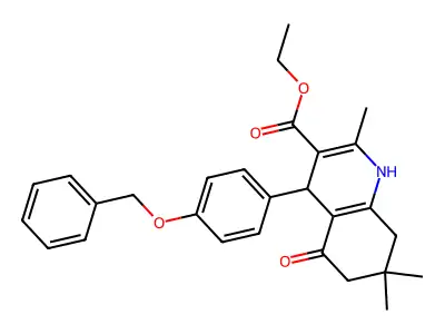 ethyl 4-[4-(benzyloxy)phenyl]-2,7,7-trimethyl-5-oxo-1,4,5,6,7,8-hexahydroquinoline-3-carboxylate structure