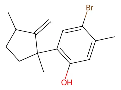 4-Bromo-2-(1,3-dimethyl-2-methylenecyclopentyl)-5-methylphenol structure