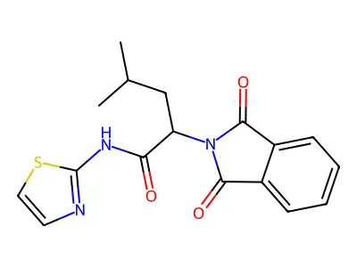 2-(1,3-dioxoisoindolin-2-yl)-4-methyl-N-(thiazol-2-yl)pentanamide structure