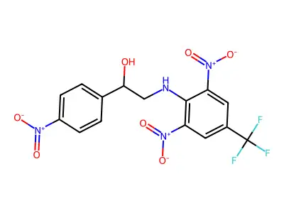 2-((2,6-Dinitro-4-(trifluoromethyl)phenyl)amino)-1-(4-nitrophenyl)ethanol structure