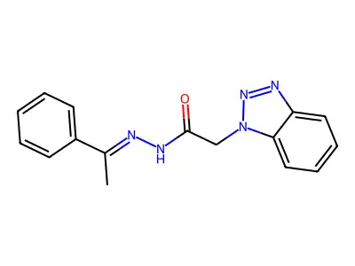 2-(benzotriazol-1-yl)-N-[(Z)-1-phenylethylideneamino]acetamide structure