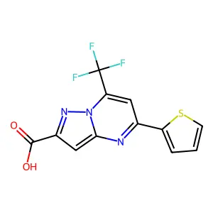 5-(Thiophen-2-yl)-7-(trifluoromethyl)pyrazolo[1,5-a]pyrimidine-2-carboxylic acid structure