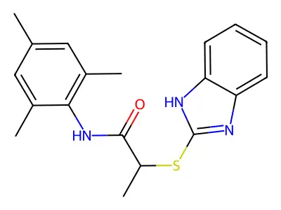 2-(1H-benzimidazol-2-ylsulfanyl)-N-(2,4,6-trimethylphenyl)propanamide structure