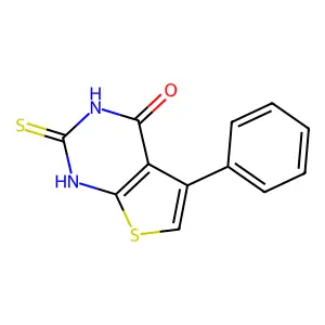 5-phenyl-2-sulfanyl-3H,4H-thieno(2,3-d)pyrimidin-4-one structure