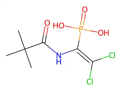 2,2-Dichloro-1-[(2,2-dimethylpropanoyl)amino]vinylphosphonic acid structure