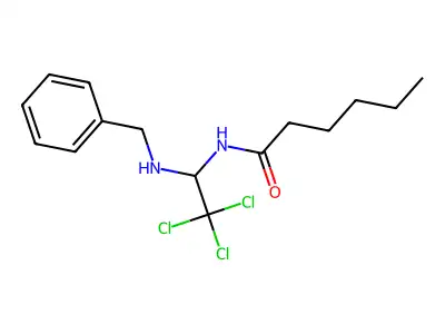 N-[1-(benzylamino)-2,2,2-trichloroethyl]hexanamide structure