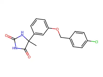 5-[3-[(4-Chlorophenyl)methoxy]phenyl]-5-methylimidazolidine-2,4-dione structure
