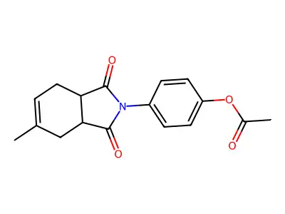 4-(5-methyl-1,3-dioxo-1,3,3a,4,7,7a-hexahydro-2H-isoindol-2-yl)phenyl acetate structure