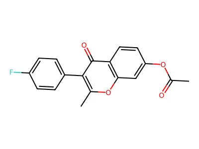 3-(4-fluorophenyl)-2-methyl-4-oxo-4H-chromen-7-yl acetate structure