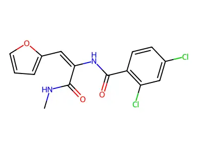 (2E)-2-[(2,4-dichlorophenyl)formamido]-3-(furan-2-yl)-N-methylprop-2-enamide structure