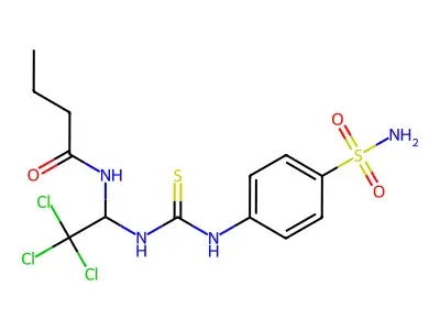 N-[2,2,2-trichloro-1-[(4-sulfamoylphenyl)carbamothioylamino]ethyl]butanamide structure
