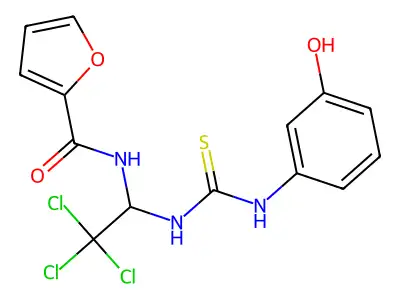 N-(2,2,2-trichloro-1-{[(3-hydroxyphenyl)carbamothioyl]amino}ethyl)furan-2-carboxamide structure