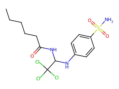 N-[2,2,2-trichloro-1-(4-sulfamoylanilino)ethyl]hexanamide structure