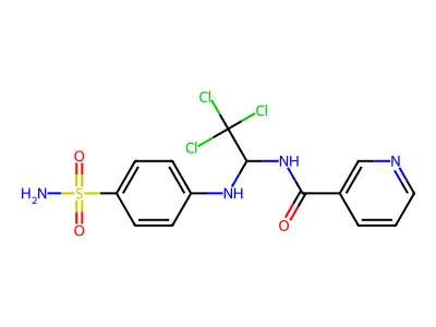 N-{2,2,2-trichloro-1-[(4-sulfamoylphenyl)amino]ethyl}pyridine-3-carboxamide structure