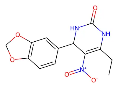 4-(1,3-benzodioxol-5-yl)-6-ethyl-5-nitro-3,4-dihydropyrimidin-2(1H)-one structure