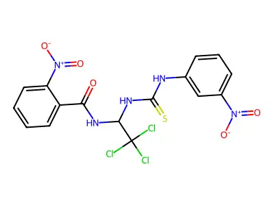 2-nitro-N-(2,2,2-trichloro-1-{[(3-nitrophenyl)carbamothioyl]amino}ethyl)benzamide structure