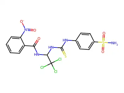 2-nitro-N-(2,2,2-trichloro-1-{[(4-sulfamoylphenyl)carbamothioyl]amino}ethyl)benzamide structure