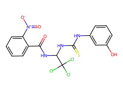 2-nitro-N-(2,2,2-trichloro-1-{[(3-hydroxyphenyl)carbamothioyl]amino}ethyl)benzamide structure