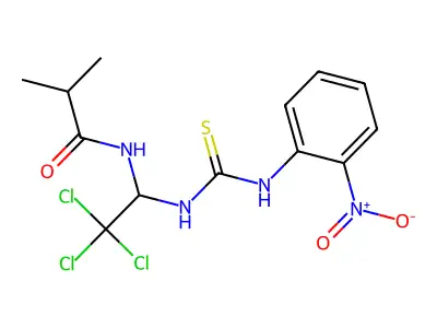 2-methyl-N-(2,2,2-trichloro-1-{[(2-nitrophenyl)carbamothioyl]amino}ethyl)propanamide structure