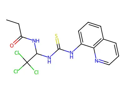 N-[2,2,2-trichloro-1-(quinolin-8-ylcarbamothioylamino)ethyl]propanamide structure