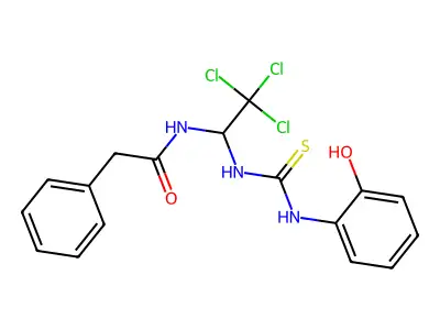 2-phenyl-N-(2,2,2-trichloro-1-{[(2-hydroxyphenyl)carbamothioyl]amino}ethyl)acetamide structure