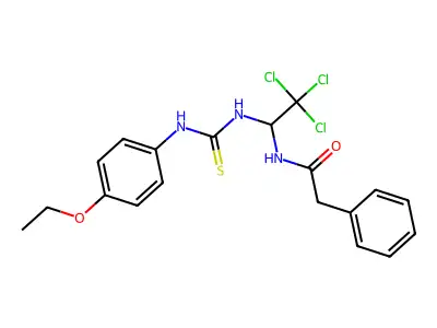 2-PH-N-(2,2,2-Trichloro-1-(((4-ethoxyanilino)carbothioyl)amino)ethyl)acetamide structure