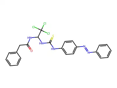 2-phenyl-N-{2,2,2-trichloro-1-[({4-[(E)-phenyldiazenyl]phenyl}carbamothioyl)amino]ethyl}acetamide structure