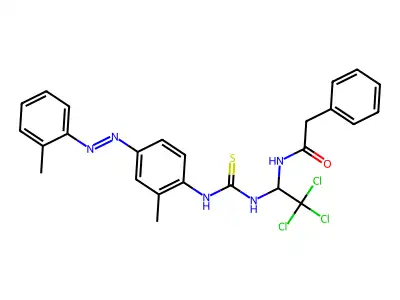 2-phenyl-N-{2,2,2-trichloro-1-[({2-methyl-4-[(E)-(2-methylphenyl)diazenyl]phenyl}carbamothioyl)amino]ethyl}acetamide structure